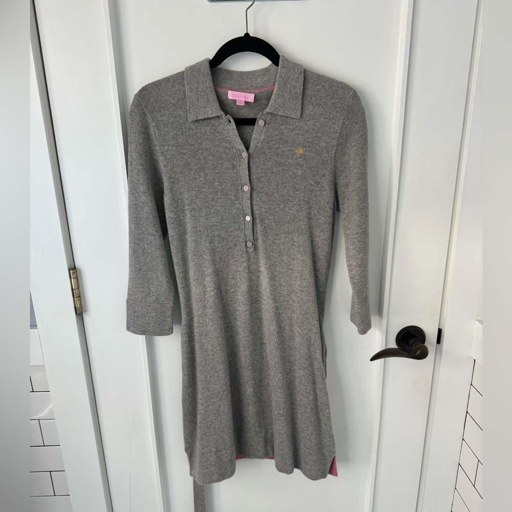 Lily Pulitzer cashmere sweater dress with optional cashmere belt. Sz S EUC